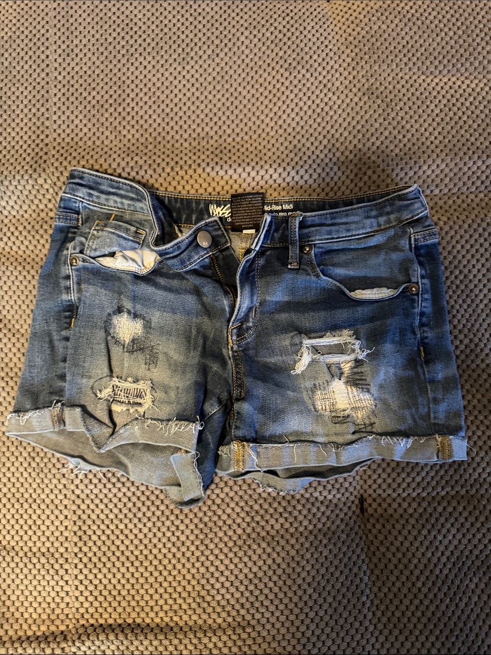 Mossimo Supply Co. Distressed Dark Blue Denim Jean Shorts